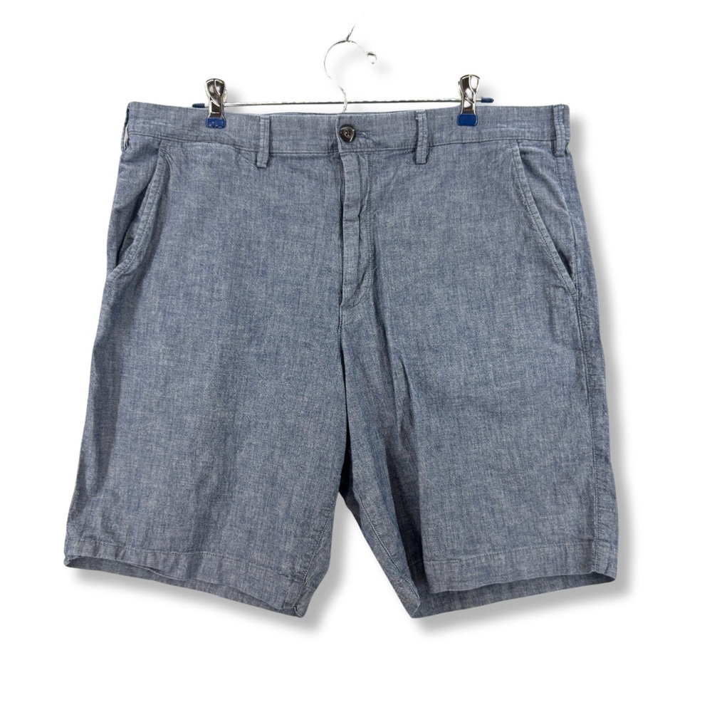 GAP Mens Essential Khaki Chambray 10” Shorts Cotton Blue Size 36 GUC